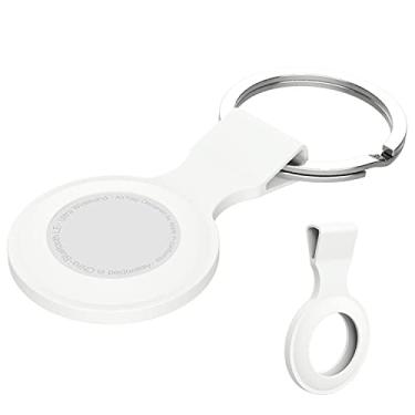 Imagem de DamonLight Capa para localizador de telefone AirTag, capa protetora antiarranhões com chaveiro, branca