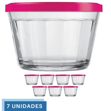 Imagem de 7 Tigela Vidro Americano Tampa Plastica Sortida 1L Nadir