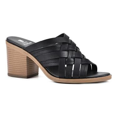 Imagem de WHITE MOUNTAIN Sandália feminina de salto bloco da Shoes Be Happy, Preto/Polido/Liso, 37