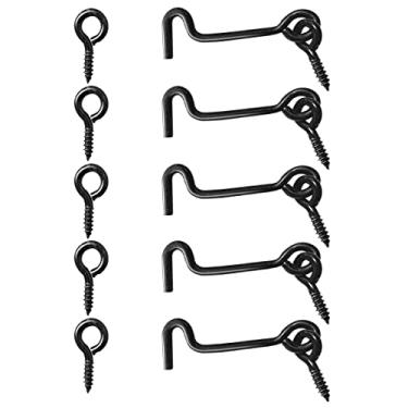 Imagem de Sdstone Gancho de armazenamento de aço carbono (5 peças, 6,3 cm), gancho de cabine resistente à ferrugem e trava de olhal para porta, janela, galpão, armário, portão, armário