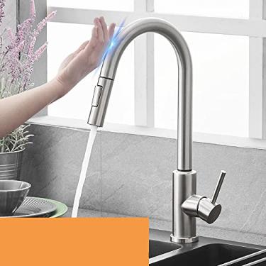 Imagem de Torneiras de cozinha de toque inteligente guindaste torneira de pia quente e fria sensor misturador de cozinha torneira de latão, escova de níquel 2, china