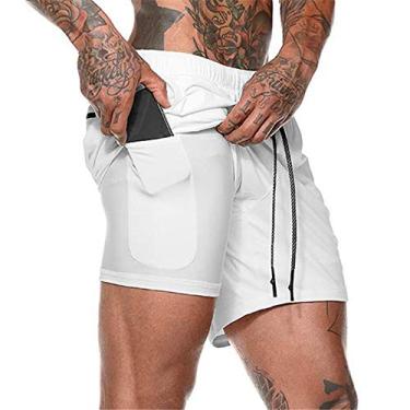 Imagem de Wemay Homens 2-em-1 Shorts de corrida Esporte Hip Fitness Fitness Leve Treinamento de Yoga Desgaste do esporte Cinto de gravata Cintura Calças quentes Loose-Fit Shorts de desempenho