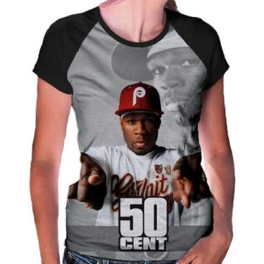 Imagem de Camiseta Raglan Baby Look 50 Cent Ref:490 - Smoke