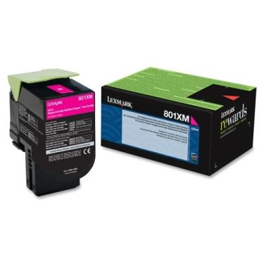 Imagem de Lexmark International, Inc - Lexmark 801Xm Magenta Cartucho de toner para programa de retorno de rendimento extra alto - Magenta - Laser - 4.000 páginas - 1 cada - OEM "Categoria do produto: Suprimentos para impressão/Cartuchos de tinta/toner