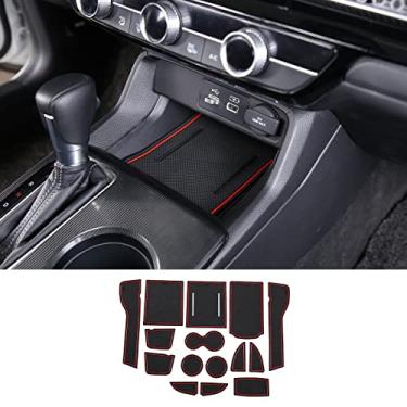 Imagem de PIUGILH para Honda Civic Accessories 2022 Premium Custom Interior Antiderrapante Anti Poeira Porta-Copa Inserções, Tapetes de Revestimento do Console Central, Forros de Bolso para Porta 15 Peças