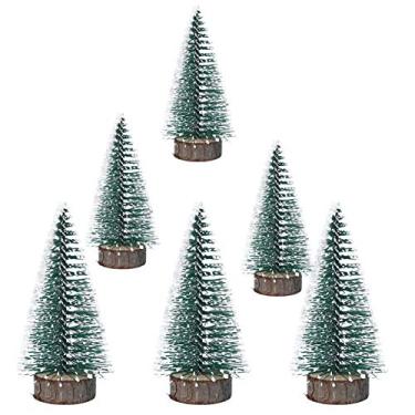 Imagem de 6 Unidades Árvore De Natal Branca Mini Sisal Neve Geada Árvores Decoração De Mesa Pequeno Mini Árvores De Geada De Neve Árvore De Natal Artificial Árvore De Sisal Registro Fosco