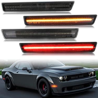 Imagem de LDETXY Acessórios de Luz Marcadora Lateral do Motorista e Passageiro para Dodge Challenger, 2015 2016 2017 2018 2019 2020, Kit de Montagem de Lâmpadas Laterais Traseiras LED para Dodge Challenger 2015-2020