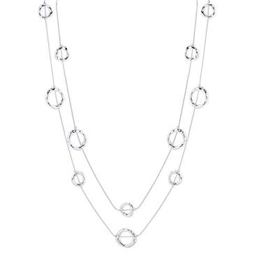 Imagem de Colares longos prateados para mulheres moda suéter de camada dupla corrente Y colar para meninas com caixa de presente