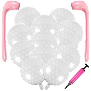 Imagem de EVERMARKT 14 peças balões de golfe balões de bola de golfe balões de golfe temáticos de golfe balões de alumínio esportivos, decoração de suprimentos de festa de aniversário de golfe para tema de golfe lembranças de festa de aniversário