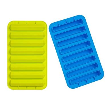 Imagem de Pacote com 2 bandejas de cubo de gelo de silicone da Webake, moldes de cubo de gelo, 8 cavidades para garrafas de água, bebidas esportivas, refrigerante engarrafado, uísque, bebidas, coquetéis e resina (formato de pêndulo de colônia)