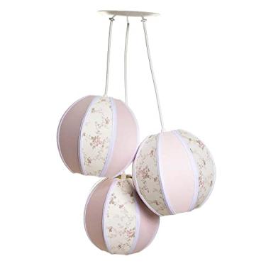 Imagem de Potinho de Mel Lustre Pendente 3 Bolinhas Quarto Bebê Infantil Menina Rosa