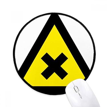 Imagem de DIYthinker Símbolo de aviso amarelo preto triângulo mouse pad desktop escritório tapete redondo para computador