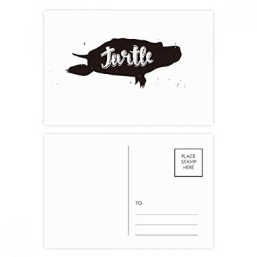 Imagem de Conjunto de cartões postais de animais de tartaruga preto e branco com 20 peças