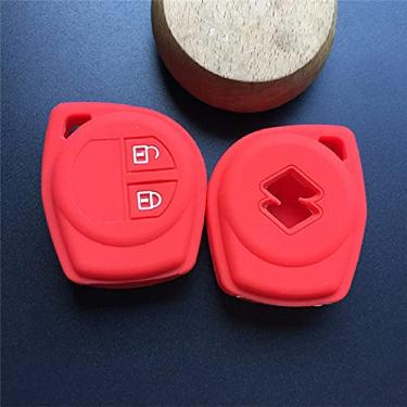 Imagem de YJADHU Capa de chave de carro de silicone de 2 botões, apto para Suzuki para Amagatarai Shangyue SX4 SWift Liana Alto Igins Esteem Baleno GR, vermelho