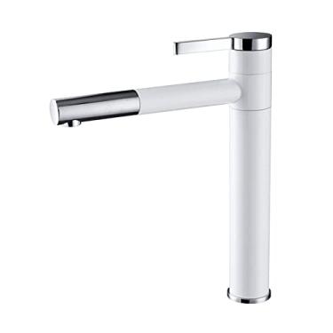 Imagem de Torneiras de Banheiro Lavatório Misturador Pia Torneira Alta Gourmet Torneiras de Lavatório Torneira de Água Quente Fria 360 Louça Crane Latão Preto,F