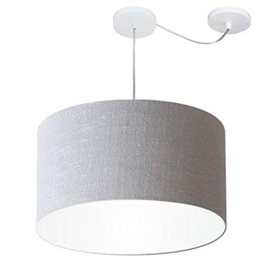 Imagem de Lustre Cilíndrico com Desvio de Centro Cúpula Tecido 60x30, Vivare Iluminação, Pendente4167 CZ, Cinza, Grande