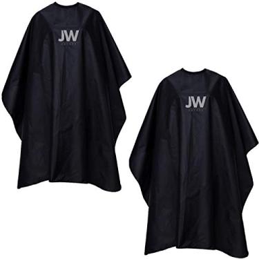 Imagem de Capa JW Shears Professional barbeiro para homens, mulheres, crianças, unissex, preto, para corte de cabelo, 160 x 140 cm, capa de cabeleireiro para tratamento de cabelo – corte/colorir/permanente (pacote duplo)