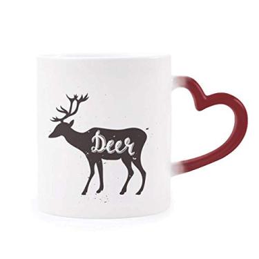 Imagem de Caneca de cervo preta e branca sensível ao calor vermelha muda de cor