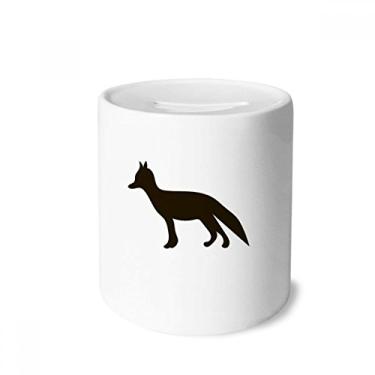 Imagem de DIYthinker Porta-moedas de cerâmica preta com retrato de animal fofo de raposa