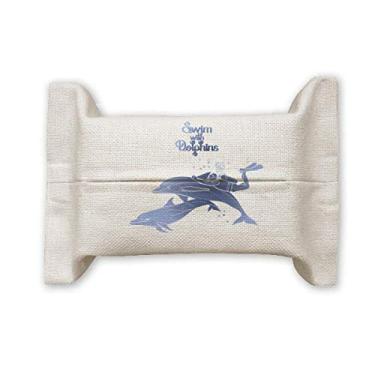 Imagem de Swim with Dolphins Illustrate Suporte de cobertura de papel de tecido de algodão saco de linho