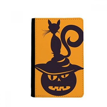 Imagem de Abóbora Monster Hat Gato Halloween Passaporte Notecase Burse Carteira Carteira Carteira Bolsa para Cartão