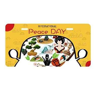 Imagem de DIYthinker Placa de licença I Love Japan com ilustração de sushi para decoração de carro, dia da paz