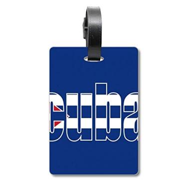 Imagem de Bolsa de mala com nome da bandeira de Cuba com etiqueta para cartão de bagagem