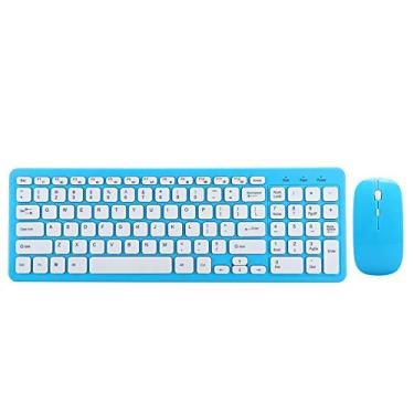 Imagem de Elegante teclado fino para escritório, mouse sem fio, combinação de teclado e mouse de 96 teclas, para computador para amantes de jogos(Wireless blue suit)