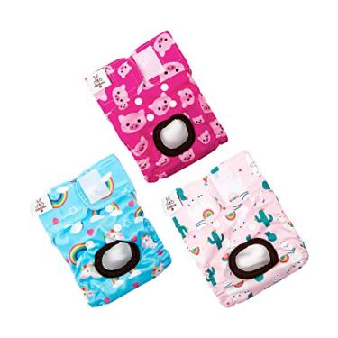 Imagem de CuteBone Fraldas para cães femininas laváveis pequenas médias grandes pacote com 3 fraldas reutilizáveis para cachorrinhos calças menstruais para cachorrinho ciclo de calor fazendo xixi D31M