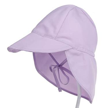 Imagem de Chapéu de sol infantil com aba larga FPS 50+ chapéu para meninos e meninas chapéu balde ajustável chapéu de sol para bebê (roxo, 48 cm)