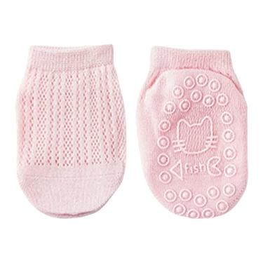 Imagem de Meias infantis para meninos e meninas, meias de malha respirável de desenho animado, meias de chão, meias antiderrapantes para recém-nascidos (rosa, 1-3 anos)