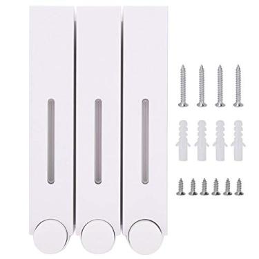 Imagem de Dispensadores de xampu de três cabeças ZPSHYD, dispensadores de xampu de três cabeças montados na parede dispensador de sabonete para banheiro de hotel (branco)