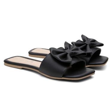 Imagem de Rasteirinha Laço Sandália Feminina Rasteira Moda Verão (39, Preto)