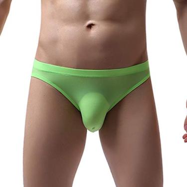 Imagem de Roupa interior térmica para homens moda emenda cuecas macias cuecas cuecas cuecas shorts sexy roupa íntima curta, Verde, XG