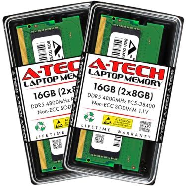 Imagem de A-Tech Kit de 16 GB (2 x 8 GB) DDR5 4800 MHz PC5-38400 CL40 SODIMM 1,1 V Non-ECC Unbuffered SO-DIMM 262-Pin Laptop Computer RAM Módulos de atualização de memória