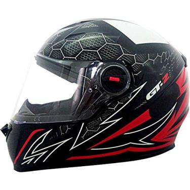 Imagem de Capacete FW3 GT 2 PRETO BRILHANTE VERMELHO 56 COM VISEIRA CRISTAL