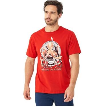 Imagem de Camiseta Masculina Colcci Estampada Manga Curta Sepia Kraken (BR, Alfa, G, Regular, Vermelho Sparkly)