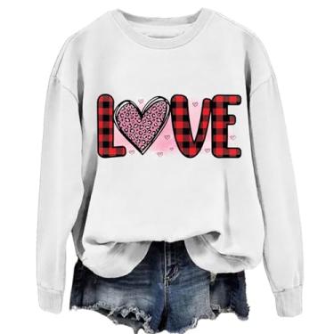 Imagem de SHOPESSA Camiseta de Dia dos Namorados Professor Love Heart Graphic Tees Shirt Graphic Drop Shoulder Sweatshirt Roupas de férias 2024, Camisas brancas de Ano Novo para Mulheres, M