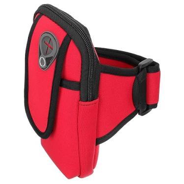 Imagem de Generic 4 Pcs bolsa de braço esportiva braçadeira para celular bracadeira para celular Esportes capa de celular sacos de armazenamento homem e mulher Neoprene vermelho