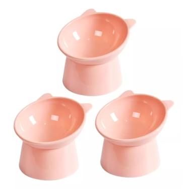 Imagem de Kit 3 Comedouro Para Gatos Elevado Ergonômico Individual Gatinho (Rosa Gatinho)