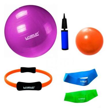 Imagem de Kit Bola Suica 55 Cm + Mini Bomba + Mini Band Super Forte + Overball