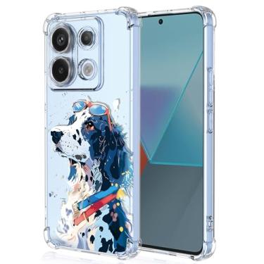 Imagem de XINYEXIN Capa transparente para Motorola Moto G04, fina à prova de choque TPU bumper capa de telefone transparente padrão fofo, arte legal colorida grafite série - cachorro branco