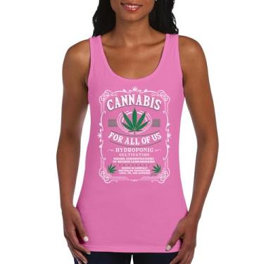Imagem de Camiseta regata feminina Cannabis for All 420 Weed Leaf Smoking Marijuana Legalize Pot Funny High Stoner Humor Pothead, Rosa choque, M