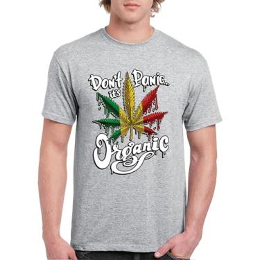 Imagem de Camiseta masculina Don't Panic It's Organic 420 Weed Pot Leaf Smoking Marijuana Legalize Cannabis Stoner Pothead, Cinza, M