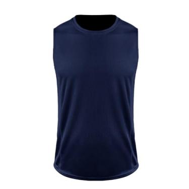 Imagem de Camiseta de compressão masculina Active Vest Body Shaper Slimming Workout cor sólida Muscle Fitness Tank, Azul-escuro, 4G
