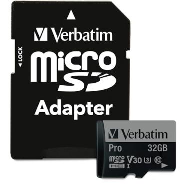 Imagem de Verbatim Cartão de memória 32GB Pro 600X microSDHC com adaptador, UHS-I U3 Classe 10