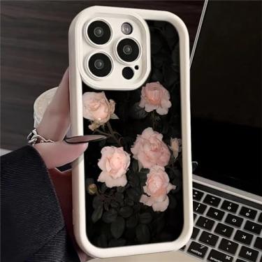 Imagem de Capa de telefone de silicone flor rosa branca para iphone 11 12 13 14 15 pro max xs x xr 78 plus se capa, branco f417, para iphone 13 pro max