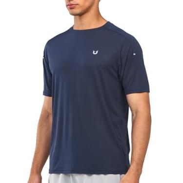Imagem de NORTHYARD Camisetas masculinas de corrida atlética de secagem rápida para treino e manga curta, leve, para natação, Rash Guard, esportes, academia, Azul marino, GG