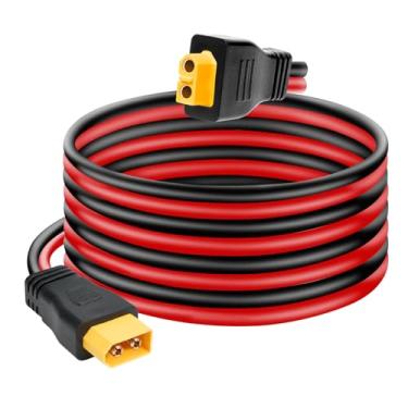 Imagem de Ansoufien Cabo de extensão XT60 10AWG 1,5 m, XT60 com conector macho para fêmea para estação de energia portátil, painel solar, bateria RC