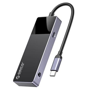 Imagem de Hub USB C, estação de ancoragem para MacBook ORICO 6 em 1, adaptador multiportas com PD 100W, HDMI 4K a 30 Hz, USB-A3.0 × 3, áudio de 3,5 mm × 1 compatível com notebooks Dell/Surface/HP/Lenovo